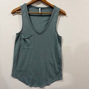 Z Supply Womens Sage Green V-Neck Pocket Tank Top Relaxed Fit Racerback S